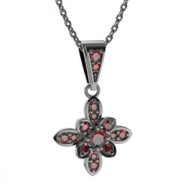 BG přívěs květ 404-1 Stříbro 925 - ruthenium (30-90dní) Granát