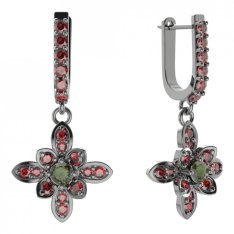 BG květ náušnice 404-94 Stříbro 925 - tlthenium (30-90dní) Vltavín a granát