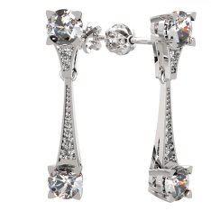 BG zlaté náušnice 985 Bílé zlato - 585 Bílý kubický zirkon