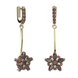 BG náušnice ve tvaru hvězdy 521-A93 Stříbro 925 - pozlacené Granát