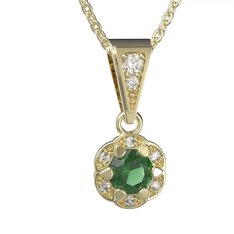 BG zlatý přívěšek 994 Žluté zlato - 585 Zelený kubický zirkon