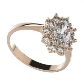 BG zlatý prsten oválný 1487 Růžové zlato 585 (30-90dní) Diamant