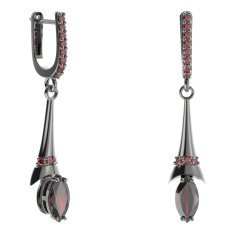 BG náušnice s centrálním oválným kamenem 483-C91 Stříbro 925 - ruthenium (30-90dní) Granát