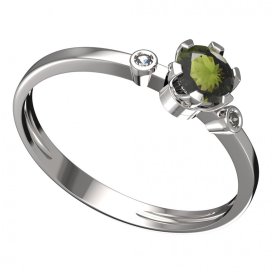 BG vltavínový prsten 870L Bílé zlato - 585 Vltavín a diamant