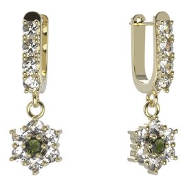 BG  náušnice 002 Stříbro 925 - pozlacené Vltavín a  kubický zirkon