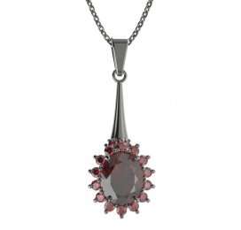 BG přívěs s centrálním oválným kamenem 516-C Stříbro 925 - ruthenium (30-90dní) Granát