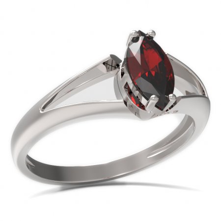 BG prsten oválný kámen 483-V - Kov: Stříbro 925 - rhodium, Kámen: Granát