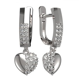 BG zlaté náušnice srdíčko 865 Bílé zlato - 585 Diamant