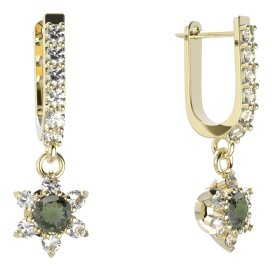 BG  náušnice 978 Stříbro 925 - pozlacené Vltavín a  kubický zirkon