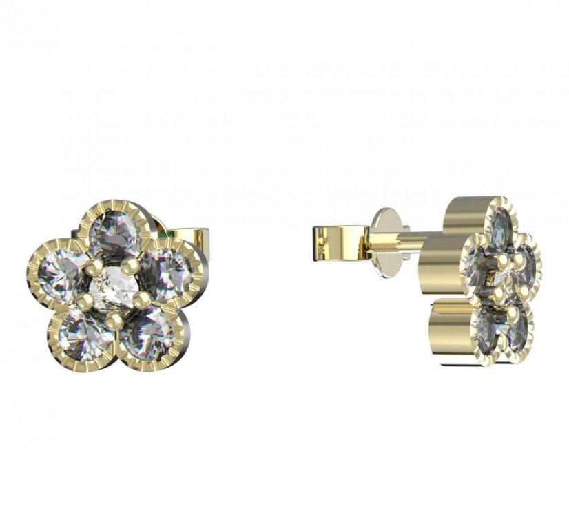 BeKid dětské náušnice kytička 856 Žluté zlato - 585 Diamant