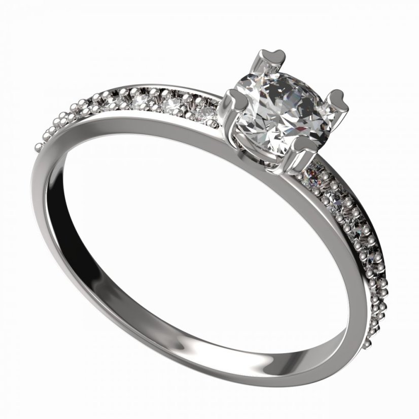 BG zlatý diamantový prstýnek 885 E Bílé zlato - 585 Diamant lab-grown