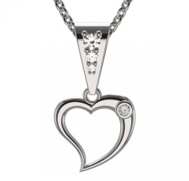 BG zlatý diamantový přívěšek srdíčko 1268 Bílé zlato - 585 Diamant lab-grown