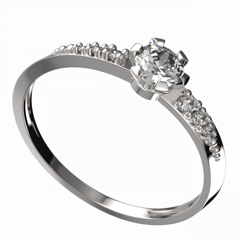BG zlatý diamantový prstýnek 556 D Bílé zlato - 585 Diamant lab-grown