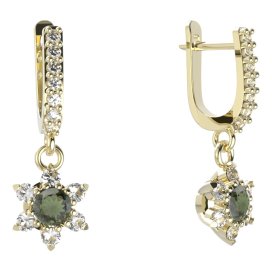 BG  náušnice 978 Stříbro 925 - pozlacené Vltavín a  kubický zirkon