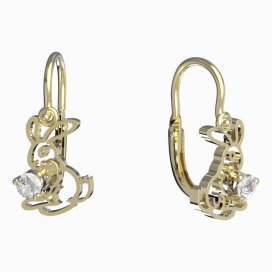 BeKid dětské náušnice zajíček 1186 Žluté zlato - 585 Diamant