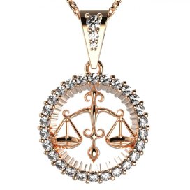 BG zlatý diamantový přívěšek Váhy 045 Růžové zlato 585 (30-90dní) Diamant lab-grown