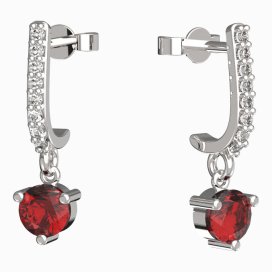 BG zlaté náušnice 783 Bílé zlato - 585 Červený kubický zirkon