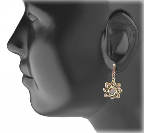 BG oval earring 733-94 - Metal: Yellow gold 585, Stone: Garnet