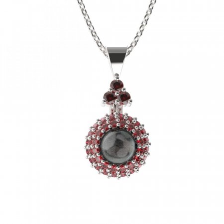 BG pendant pearl 540-87 - Metal: Silver - gold plated 925, Stone: Garnet and pearl