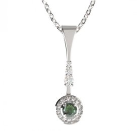 BG přívěs kruhového tvaru 541-B Stříbro 925 - rhodium Vltavín a kubický zirkon