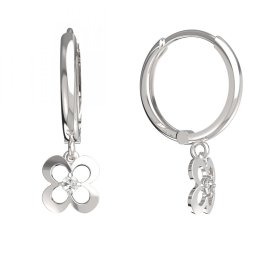 BG zlaté náušnice čtyřlístek 829 Bílé zlato - 585 Bílý kubický zirkon