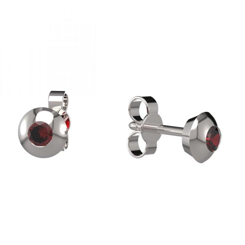 BG náušnice vsazený  granát  732 Bílé zlato - 585 Granát
