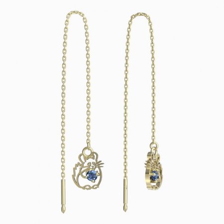 BeKid, Gold kids earrings -1192 - Switching on: Chain 9 cm, Metal: Yellow gold 585, Stone: Light blue cubic zircon