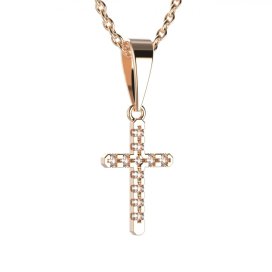 BG zlatý diamantový přívěšek křížek 1106 Růžové zlato 585 (30-90dní) Diamant lab-grown