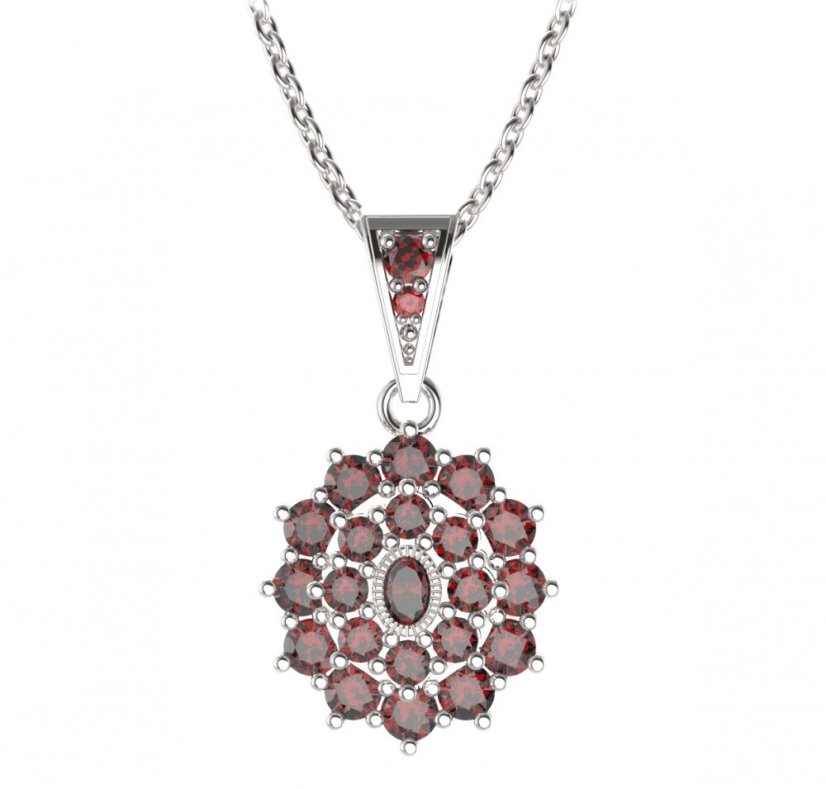 BG přívěs oválný 009-1 Stříbro 925 - rhodium Granát