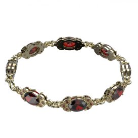 BG náramek vsazený český granát 961 Stříbro 925 - pozlacené Granát