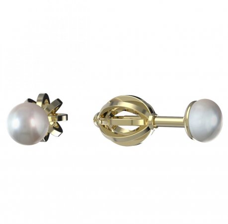 BeKid dětské náušnice 1290 s perlou - Zapínání: Brizura 0-3 roky, Kov: Bílé zlato 585, Perla: Bílá