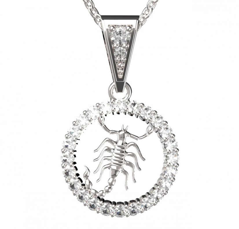 BG zlatý přívěšek Štír 052 Bílé zlato - 585 Diamant