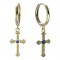 BeKid, Gold kids earrings -1110 - Switching on: Circles 15 mm, Metal: Yellow gold 585, Stone: Dark blue cubic zircon