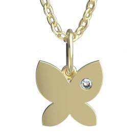 BeKid dětský přívěšek motýlek 843 Žluté zlato - 585 Bílý kubický zirkon