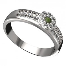 BG vltavínový prsten 552F Bílé zlato - 585 Vltavín a diamant