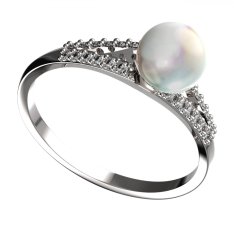 BG zlatý prstýnek s perlou 561 M Bílé zlato - 585 Diamant a perla