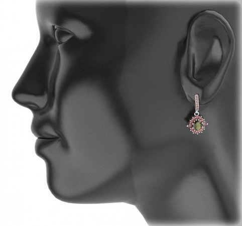 BG oval earring 224-96 - Metal: Silver 925 - rhodium, Stone: Garnet