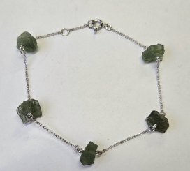 BG zlatý náramek, přírodní kámen-Vltavín 013