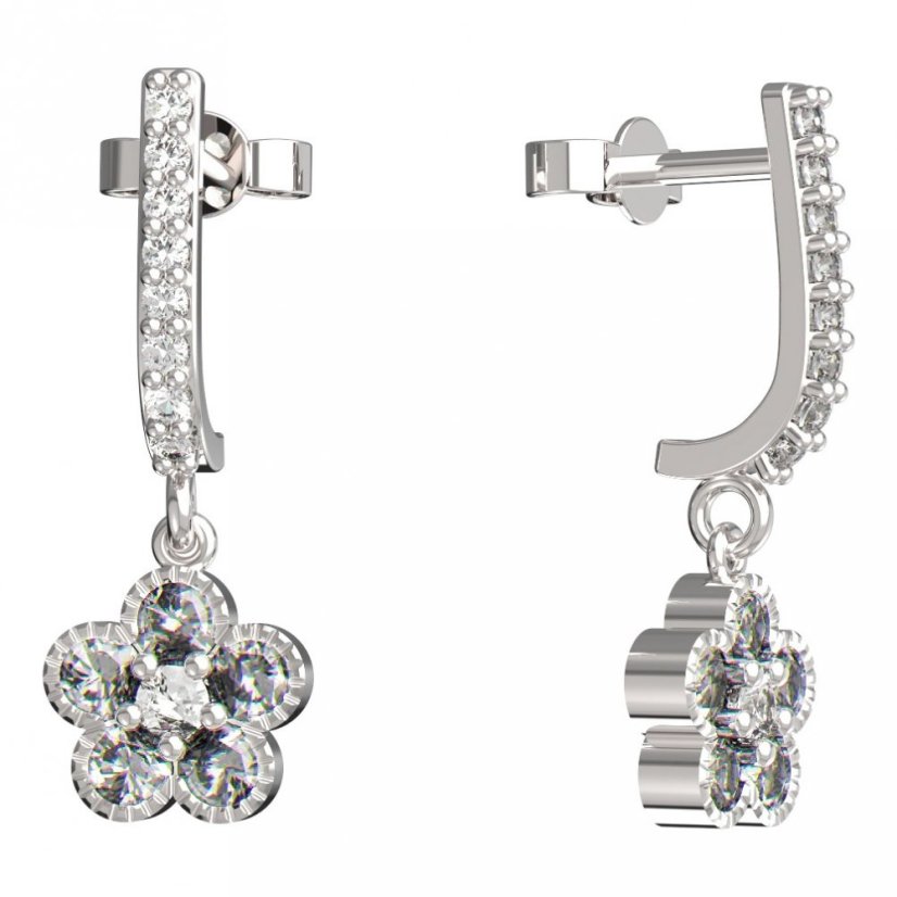 BeKid dětské náušnice kytička 856 Bílé zlato - 585 Diamant