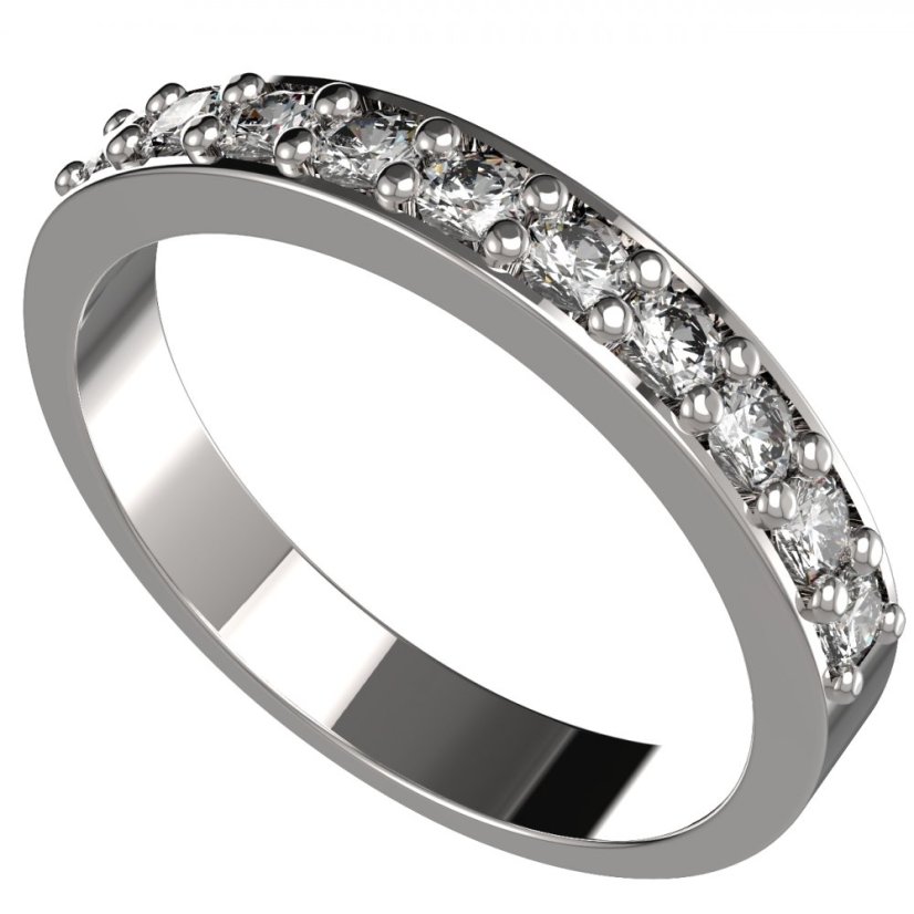 Zlatý prsten půlkruh s lab-grown diamantem, bílé zlato 585 – 839