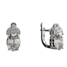 BG zlaté náušnice 961 Bílé zlato - 585 Bílý kubický zirkon