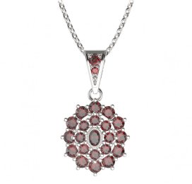 BG přívěs oválný 009-1 Stříbro 925 - rhodium Granát