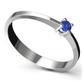 BG zlatý prstýnek 767 Bílé zlato - 585 Tmavě modrý kubický zirkon