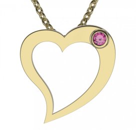 BG zlatý přívěšek srdíčko 1569 Žluté zlato - 585 Růžový kubický zirkon
