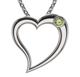 BG zlatý přívěšek srdíčko 1568 Bílé zlato - 585 Zelený kubický zirkon