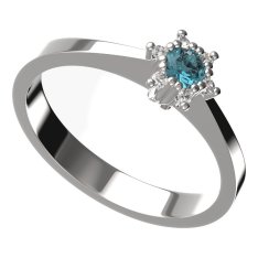 BG zlatý prstýnek 765 Bílé zlato - 585 Světle modrý kubický zirkon
