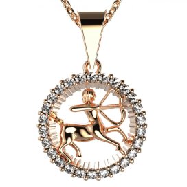 BG zlatý diamantový přívěšek Střelec 045 Růžové zlato 585 (30-90dní) Diamant lab-grown