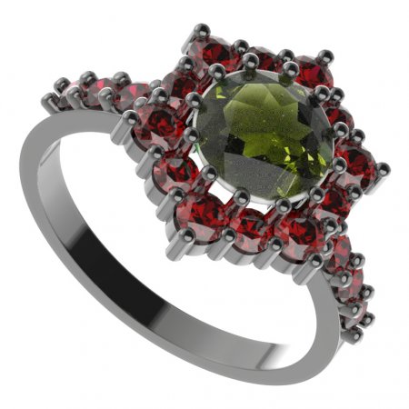 BG ring 230-Z circular - Metal: Silver 925 - rhodium, Stone: Garnet
