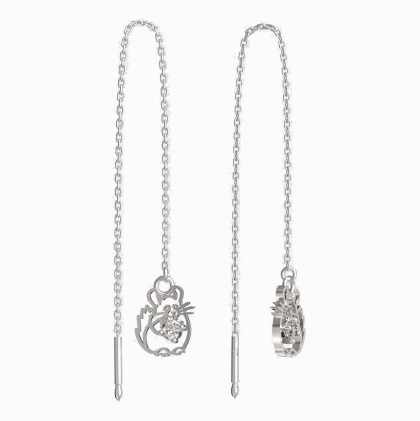 BeKid dětské náušnice činčila 1192 Bílé zlato - 585 Diamant