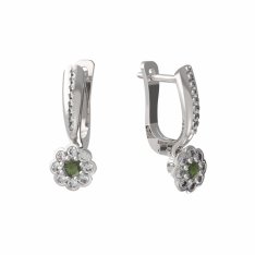 BG vltavínové náušnice 552 Bílé zlato - 585 Vltavín a diamant